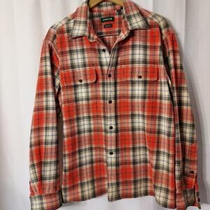 Orvis Plaid Shacket Shirt Heavy Woven Cotton Men L Altered to Wear Untucked READ